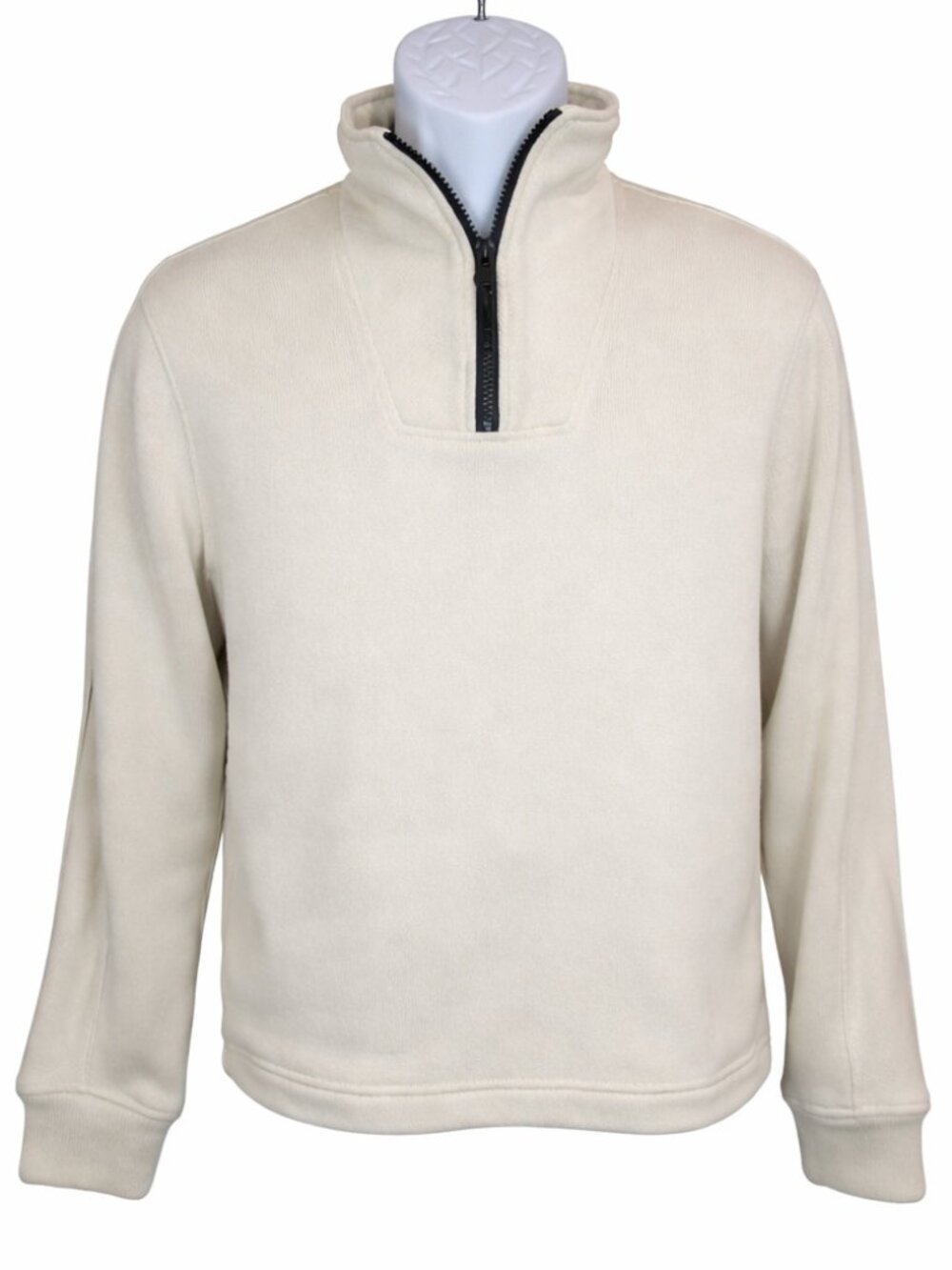 Banana Republic Men’s Quarter Zip Pullover Sweater Cream Black | Small